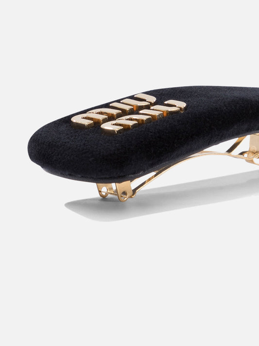 Hair clips 100% brass - 100% cotton - 100% lamb leather  Black - Miu Miu Women | PDP | VIETTI Online Store | 2
