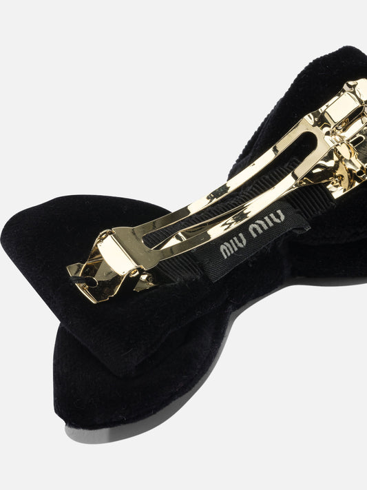 Hair clips 100% brass - 100% cotton - 100% lamb leather  Black - Miu Miu Women | PDP | VIETTI Online Store | 2
