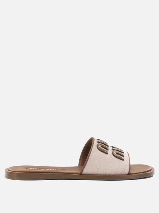 Flat sandals 100% cotton  Pink - Miu Miu Women | PLP | VIETTI Online Store 
