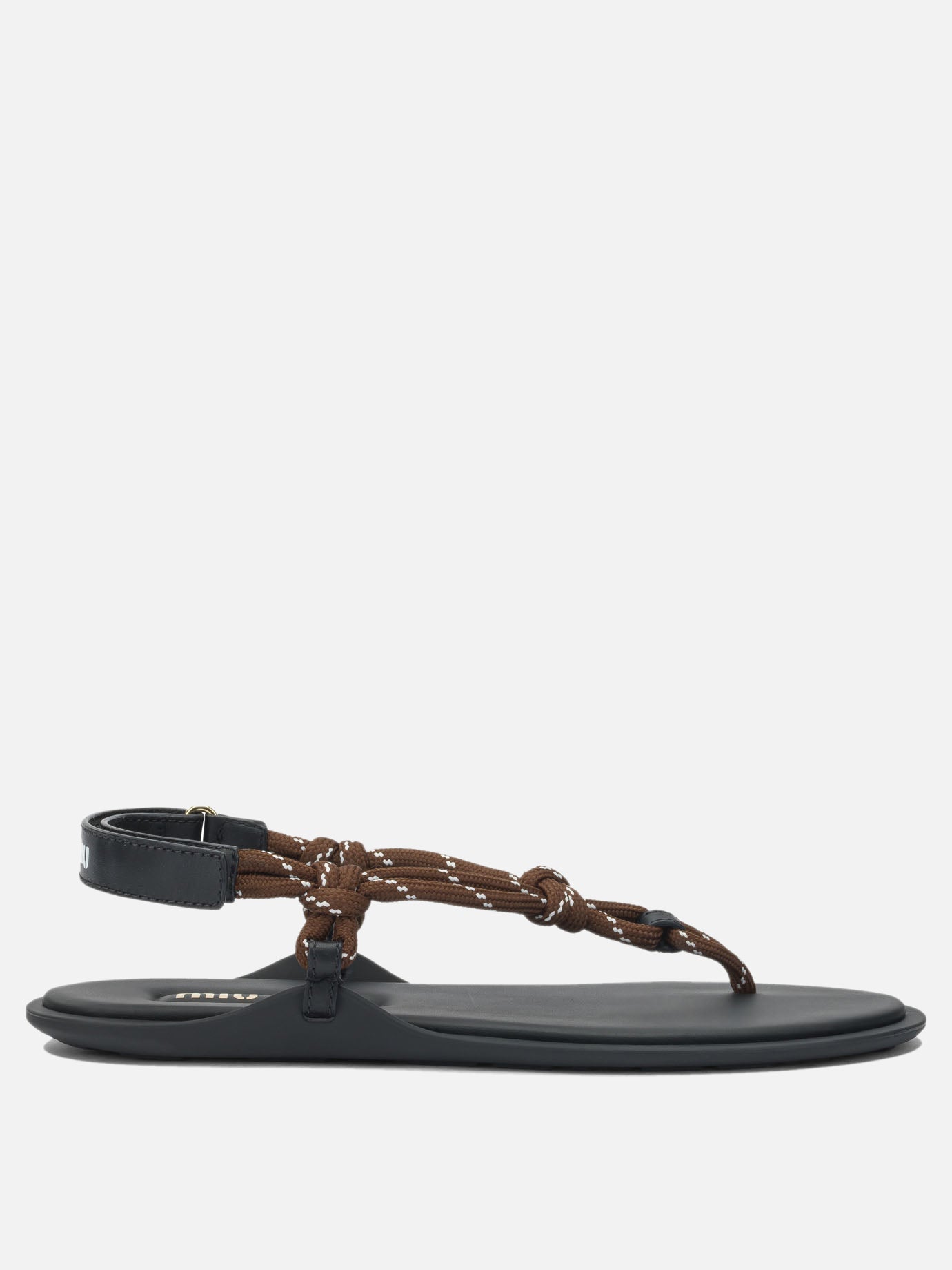 Flat sandals 100% polyester - 100% calf leather  Brown - Miu Miu Women | PDP | VIETTI Online Store | Zoom-Modal
