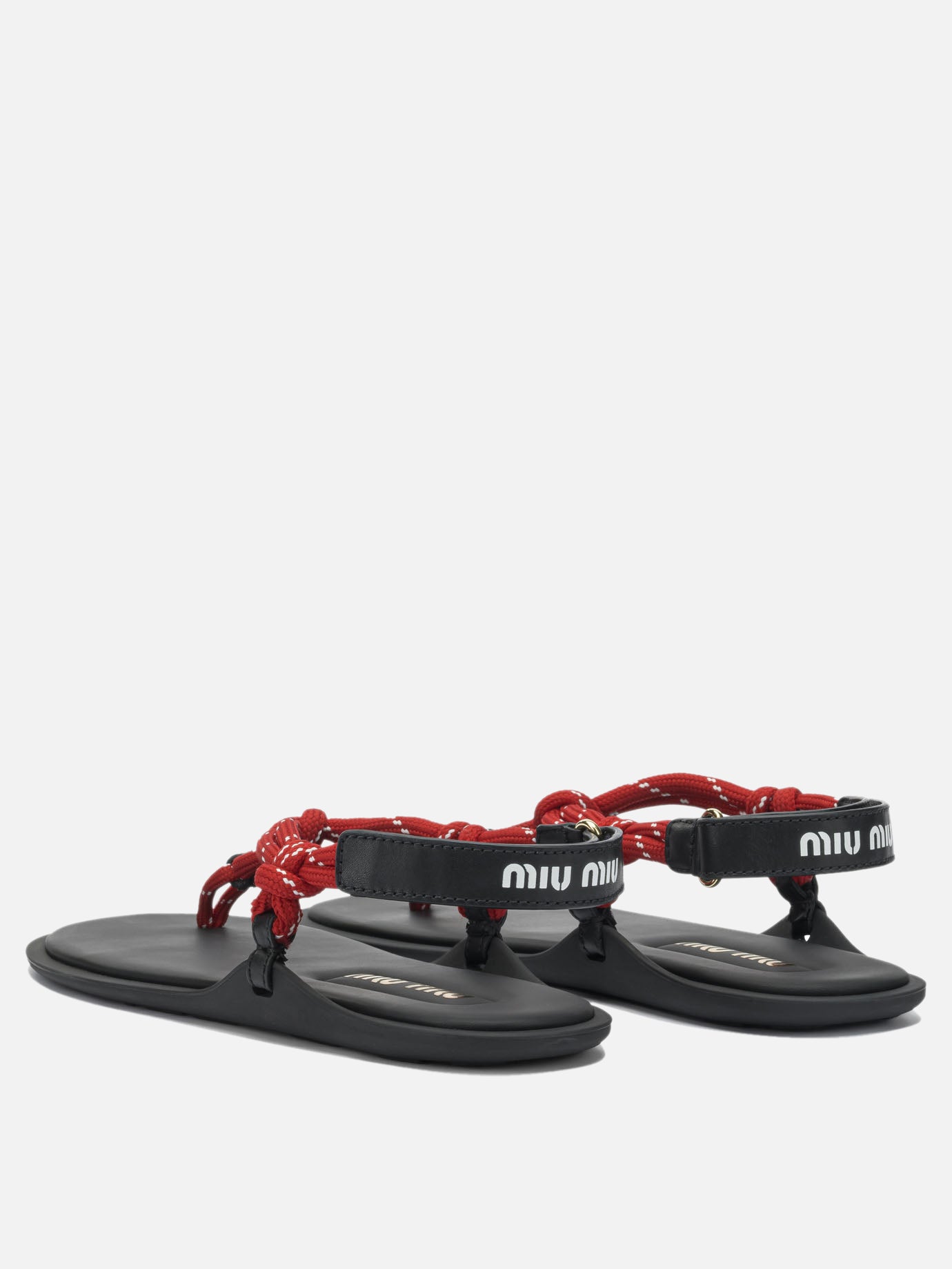 Flat sandals 100% polyester - 100% calf leather  Red - Miu Miu Women | PDP | VIETTI Online Store | thumbnail_4