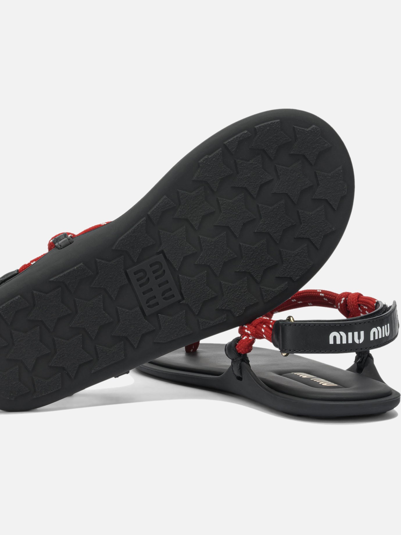 Flat sandals 100% polyester - 100% calf leather  Red - Miu Miu Women | PDP | VIETTI Online Store | thumbnail_5