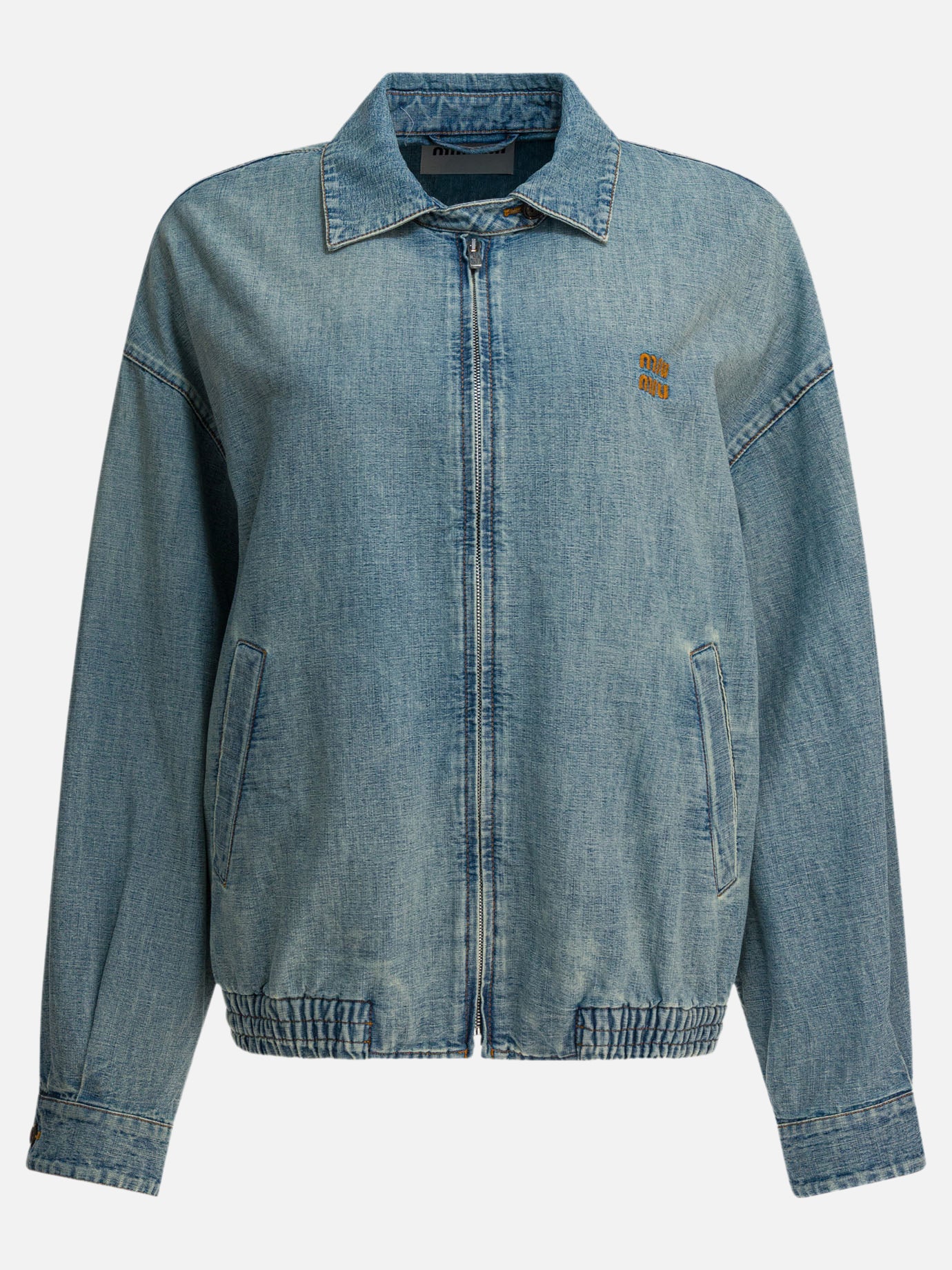 Denim jackets Logo  Light blue - Miu Miu Women | PDP | VIETTI Online Store | Zoom-Modal
