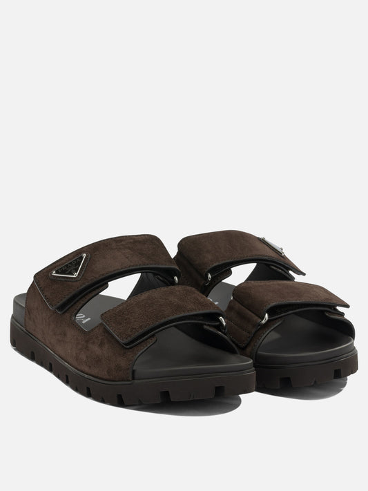 Slides 100% suede - 100% rubber  Brown - Prada Men | PDP | VIETTI Online Store | 2
