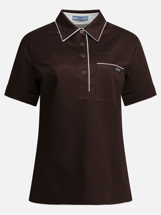 Polo shirts with buttons Solid colour  Brown - Prada Women | PLP | VIETTI Online Store 
