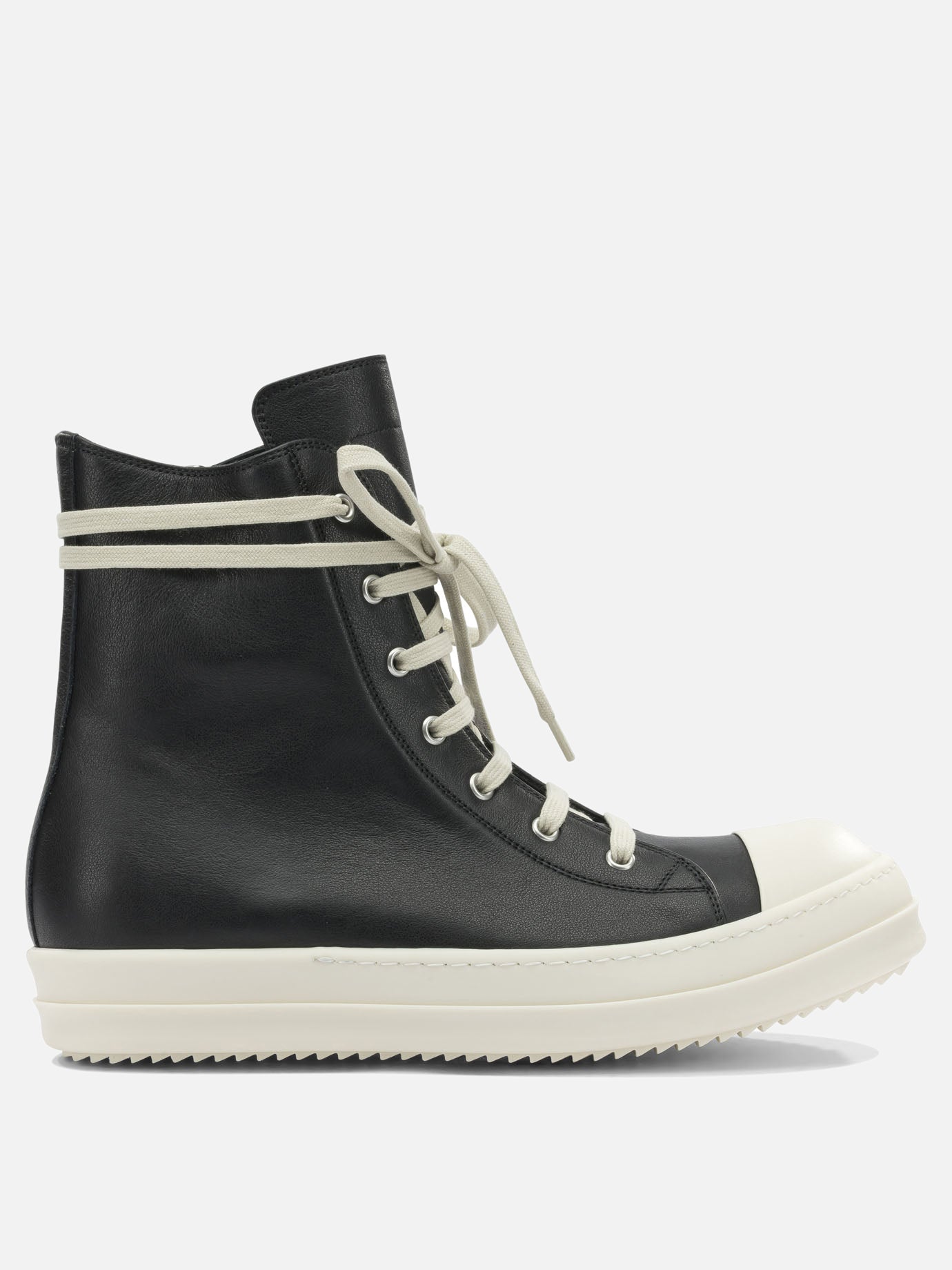 High top sneakers 100% cow leather - 100% thermoplastic rubber  Black - Rick Owens Men | PDP | VIETTI Online Store | thumbnail