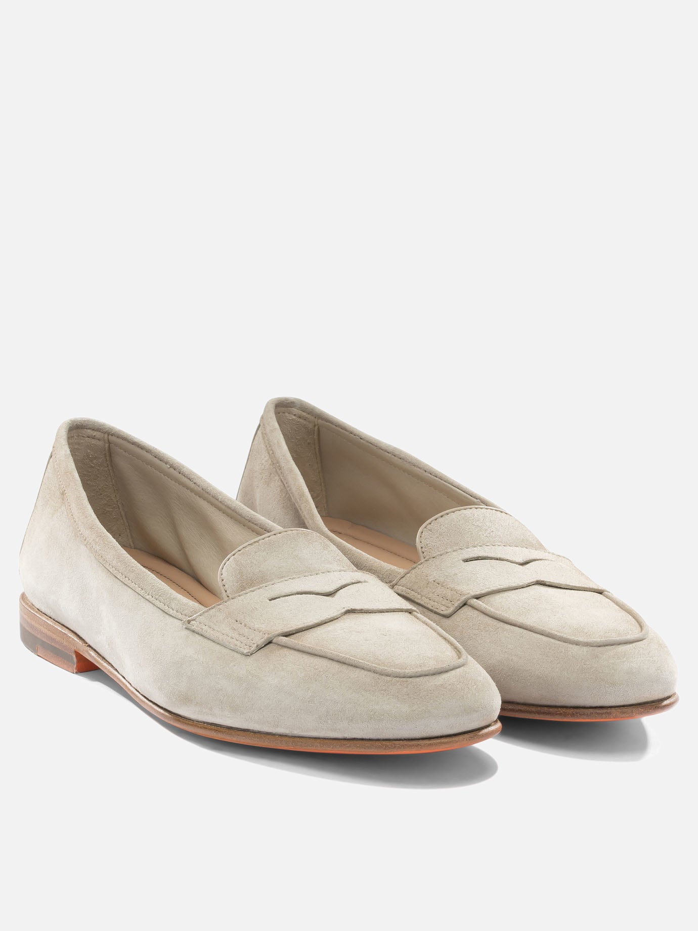 Loafers 100% suede - 100% leather  Beige - Santoni Women | PDP | VIETTI Online Store | thumbnail_2