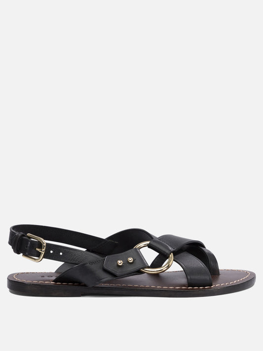 Flat sandals 100% leather  Black - Soeur Women | PDP | VIETTI Online Store 
