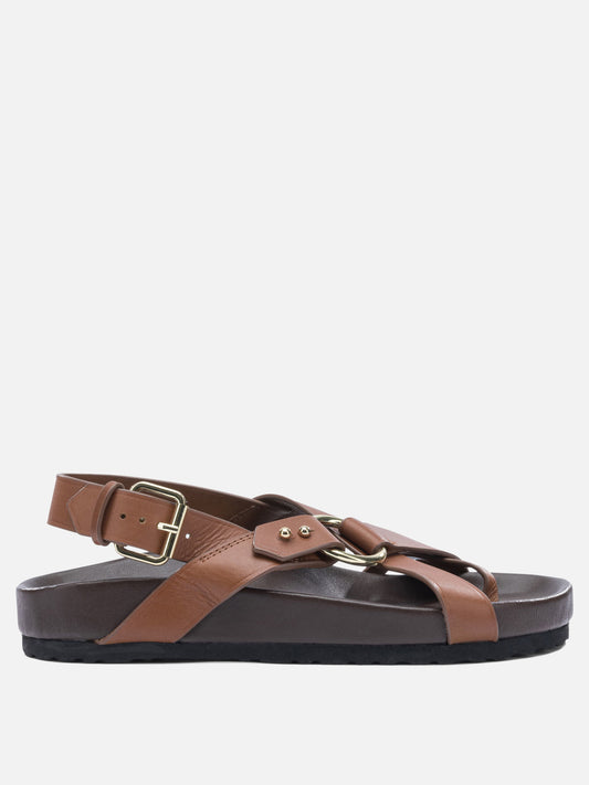 Flat sandals 100% leather - 100% rubber  Brown - Soeur Women | PDP | VIETTI Online Store 
