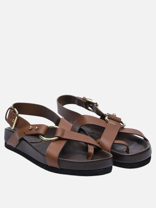 Flat sandals 100% leather - 100% rubber  Brown - Soeur Women | PDP | VIETTI Online Store | 2
