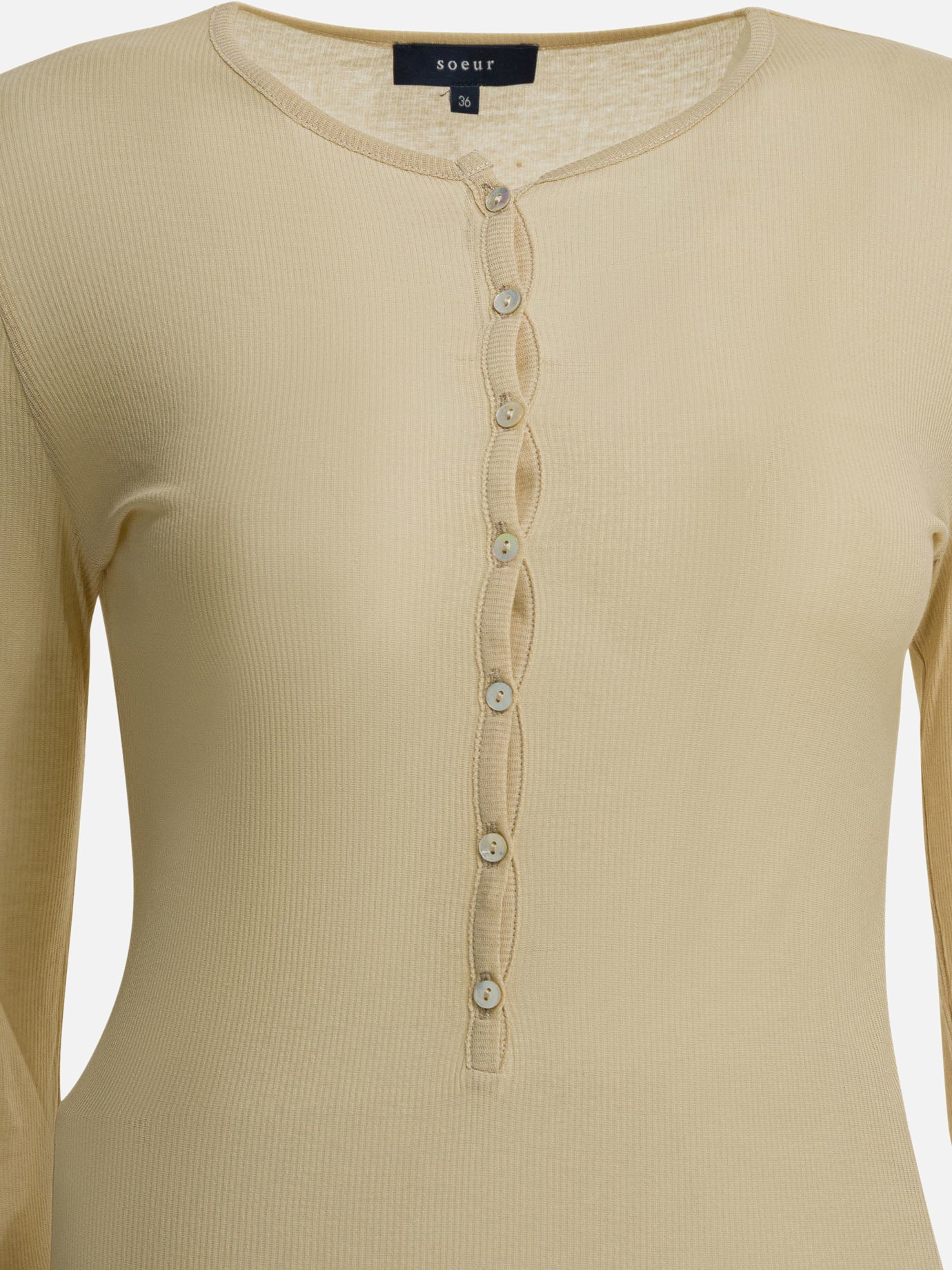 Henley t-shirts Solid colour  Beige - Soeur Women | PDP | VIETTI Online Store | Zoom-Modal_3
