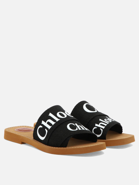 Flat sandals 90% linen 10% polyester - 100% ethylene vinyl acetate  Black - Chloé Women | PLP | VIETTI Online Store | 2
