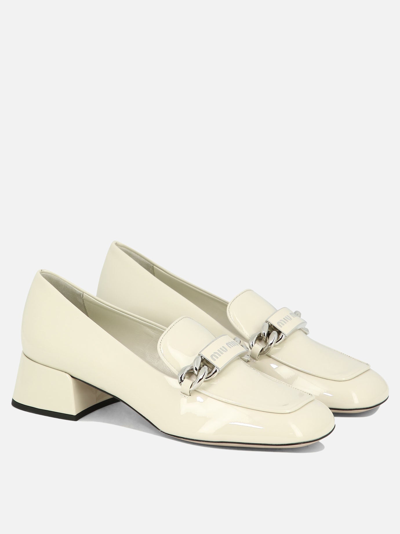 Loafers 100% pelle verniciata - 100% cuoio  White - Miu Miu Women | PDP | VIETTI Online Store | thumbnail_2