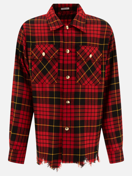 Distressed tartan overshirt