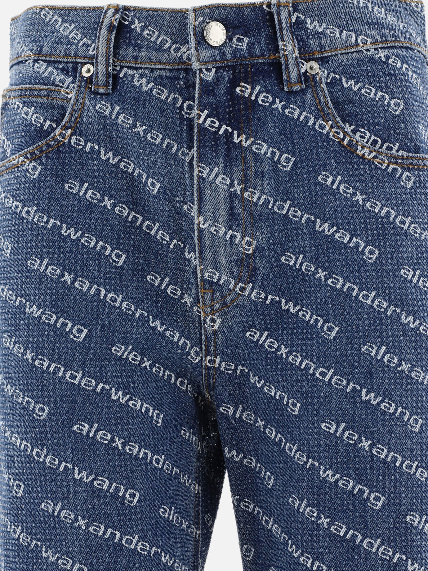 Jeans with logo crystal hotfix