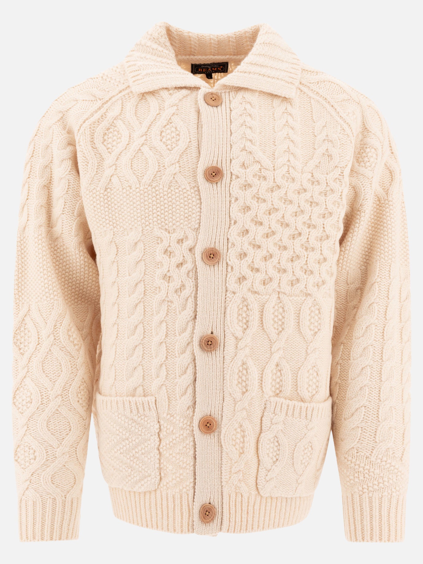 Cardigans Textured knit  Beige - Beams Plus Men | PDP | VIETTI Online Store | thumbnail