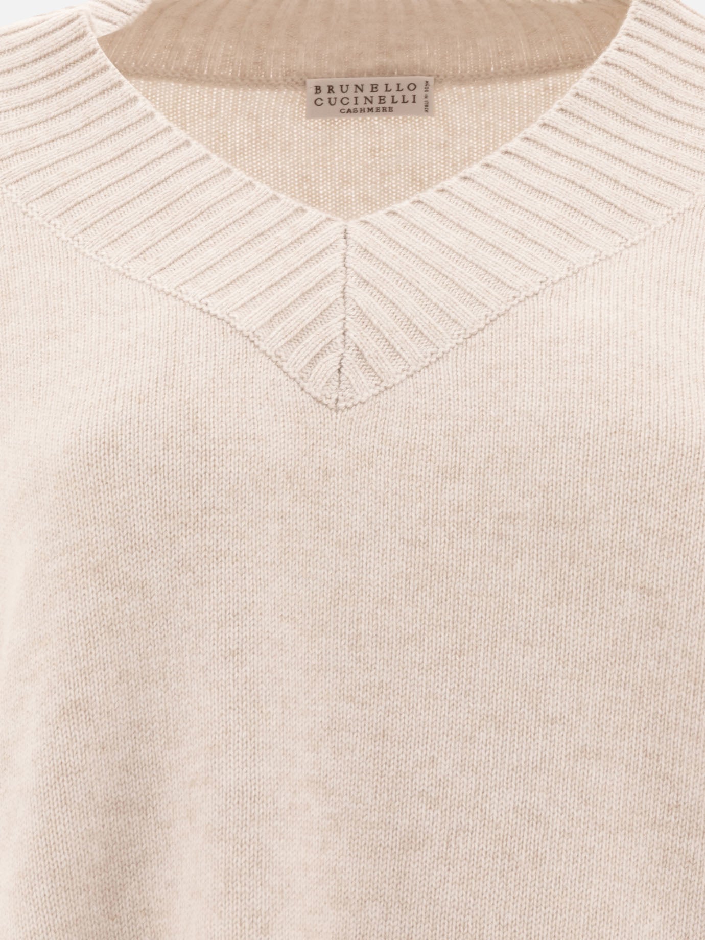 Brunello Cucinelli Cashmere sweater with Shiny Cuff Details Beige