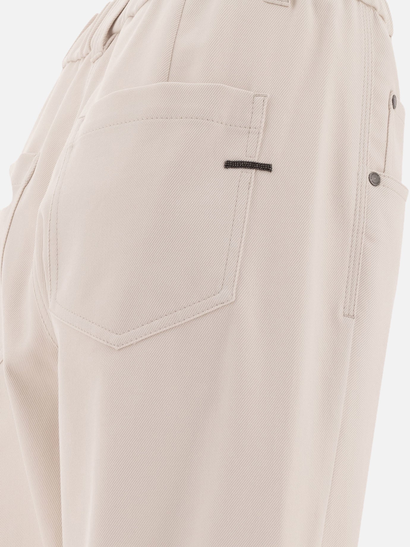 Brunello Cucinelli "Shiny Bartack" baggy trousers White