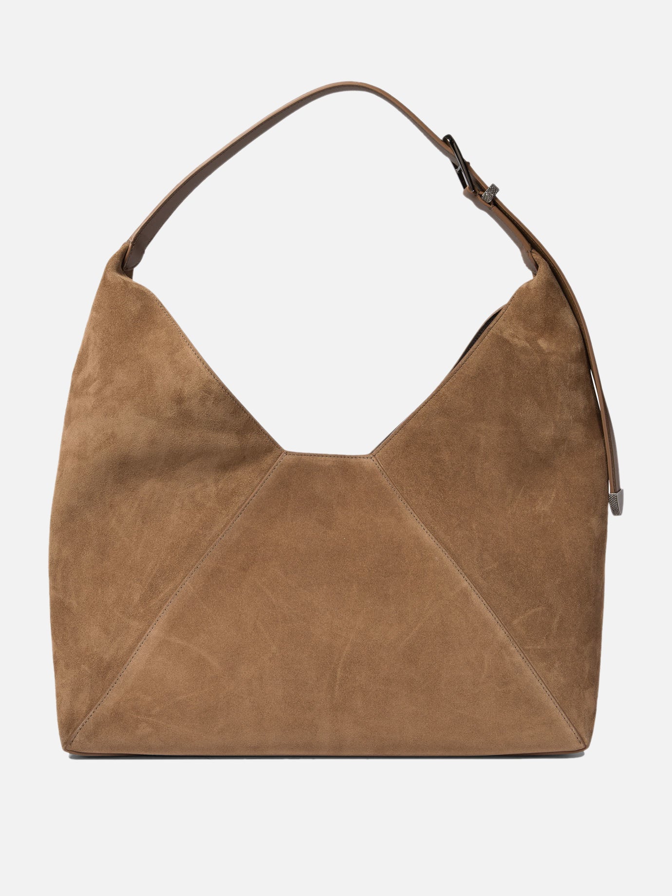 Brunello Cucinelli Sueded calfskin hobo bag Beige