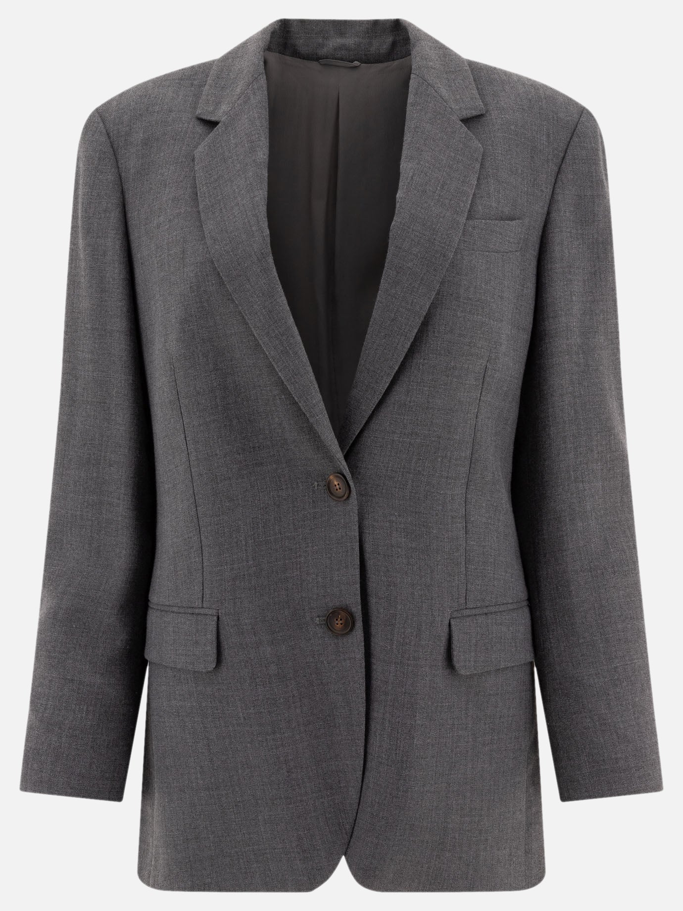 Brunello Cucinelli Single-breasted wool blend blazer Grey