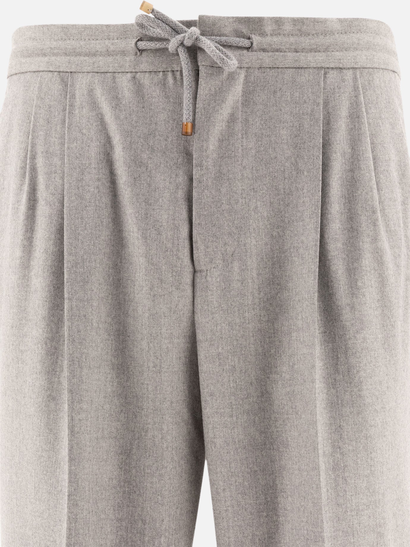 Trousers with drawstring and double pleats