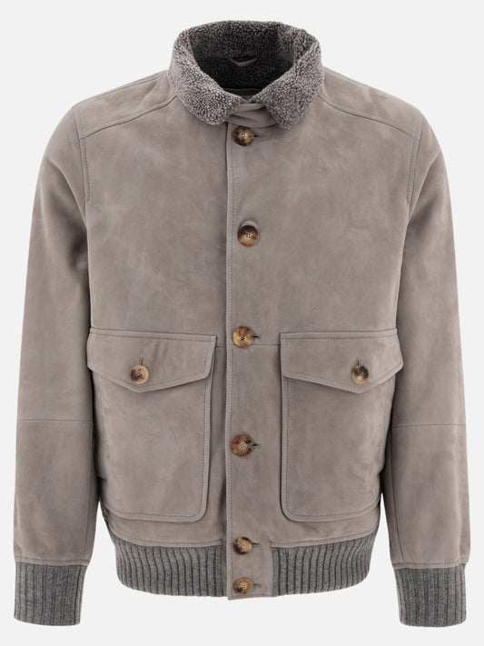 Shearling jackets Solid colour  Grey - Brunello Cucinelli Men | PLP | VIETTI Online Store 
