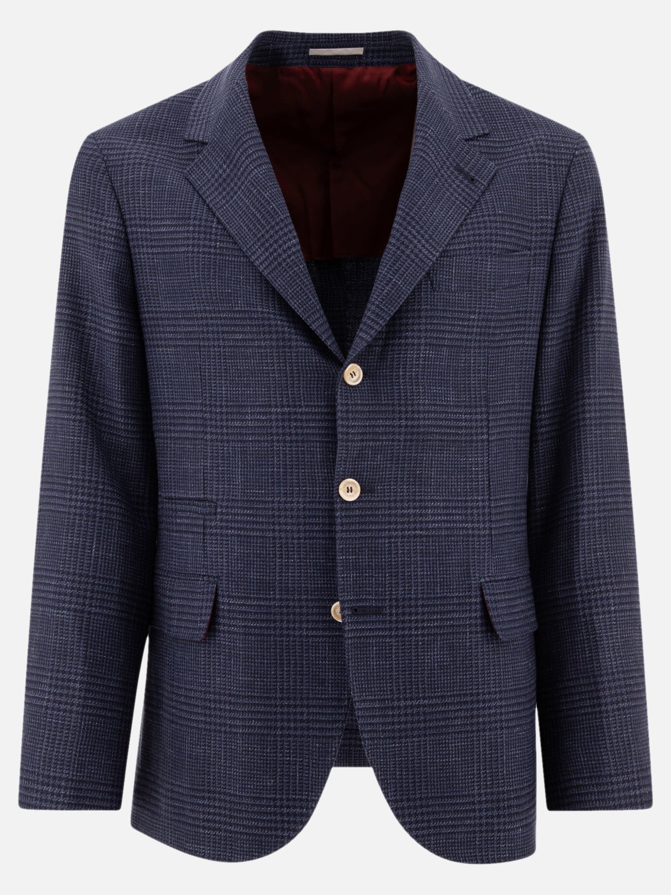 Brunello Cucinelli Prince of Wales deconstructed blazer Blue