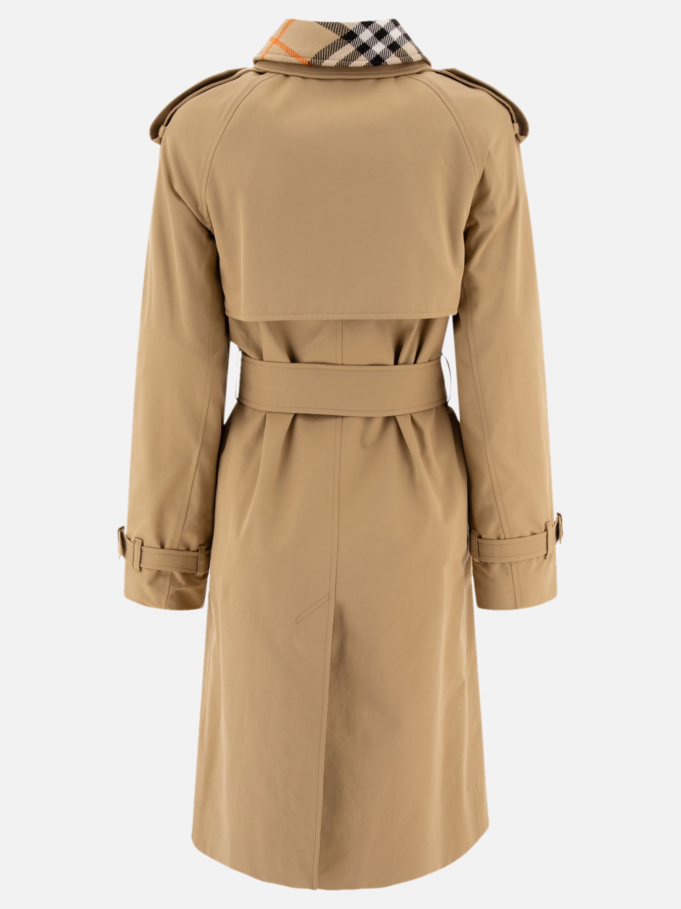 Burberry Long gabardine trench coat with detachable collar Beige