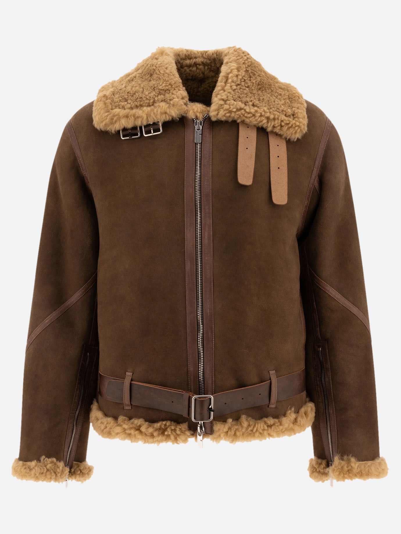 Shearling jackets Solid colour  Brown - Burberry Men | PDP | VIETTI Online Store | thumbnail