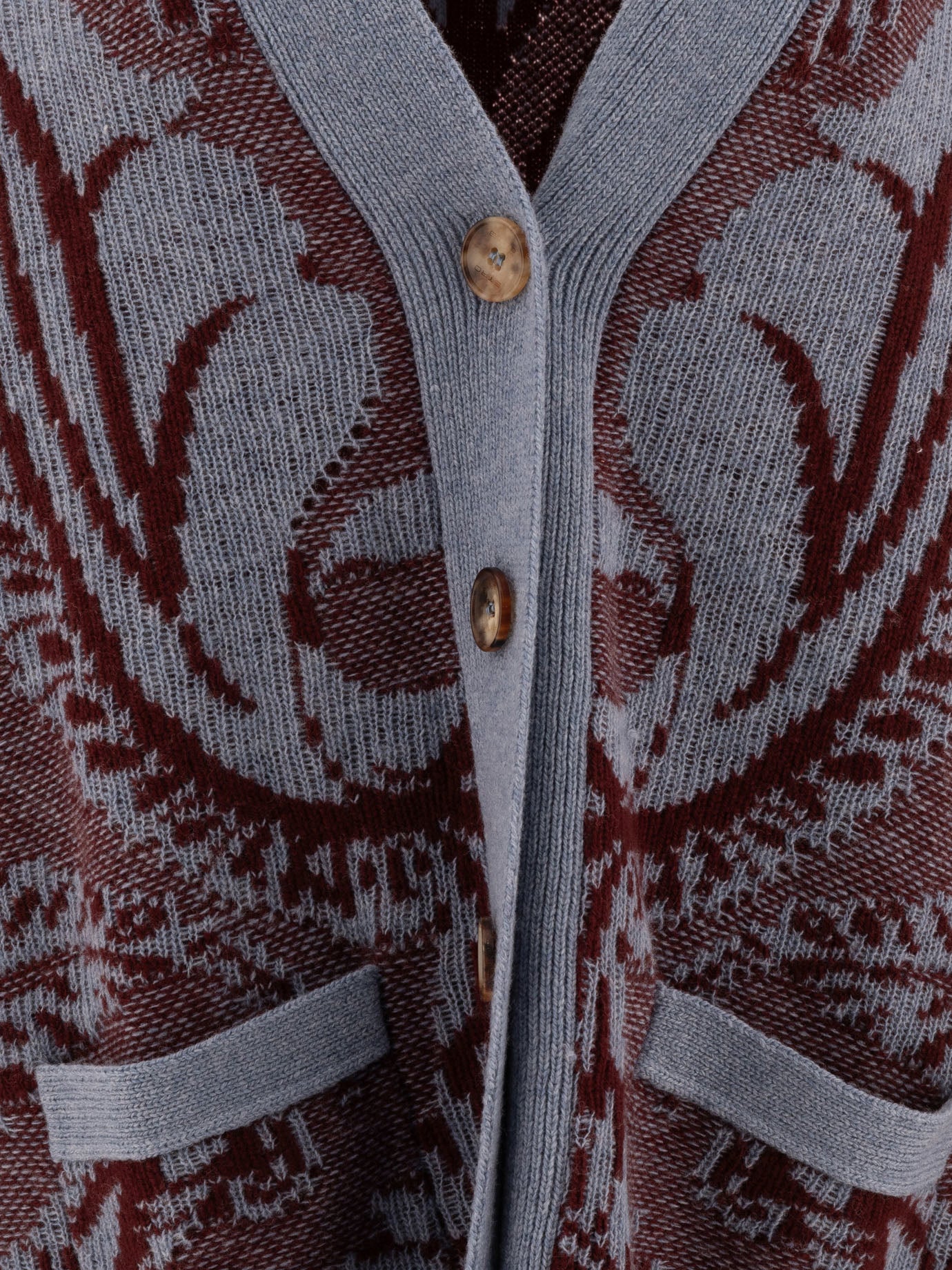 Etro Wool jacquard cardigan Light blue