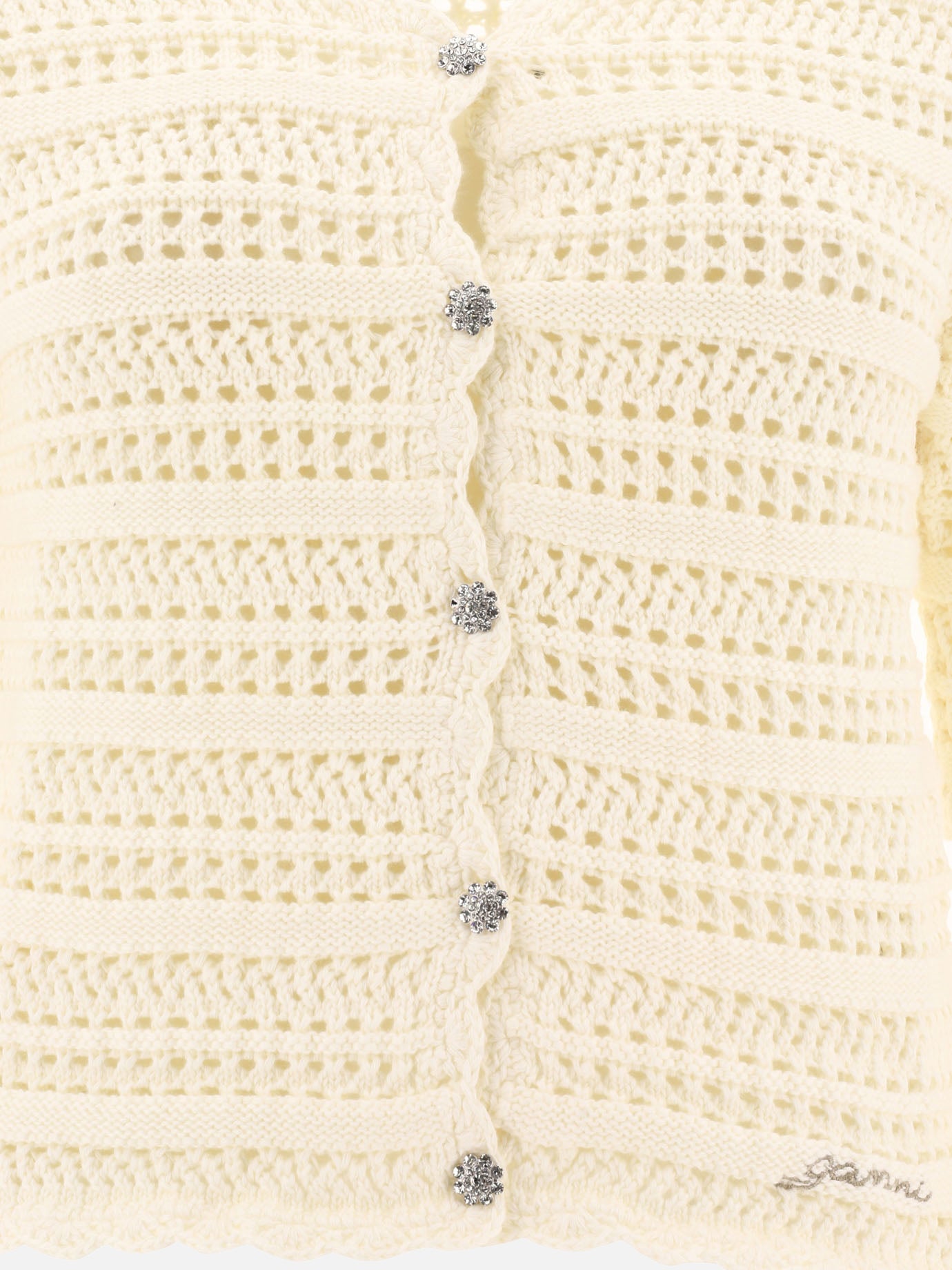 Ganni Pointelle cardigan White