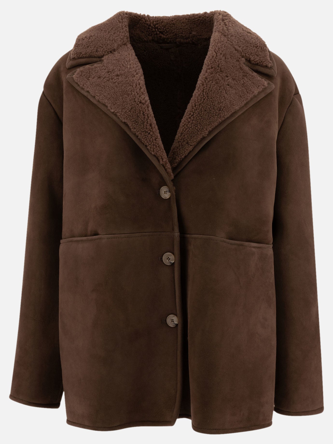 Loulou Studio "Cirebo" shearling jacket Brown