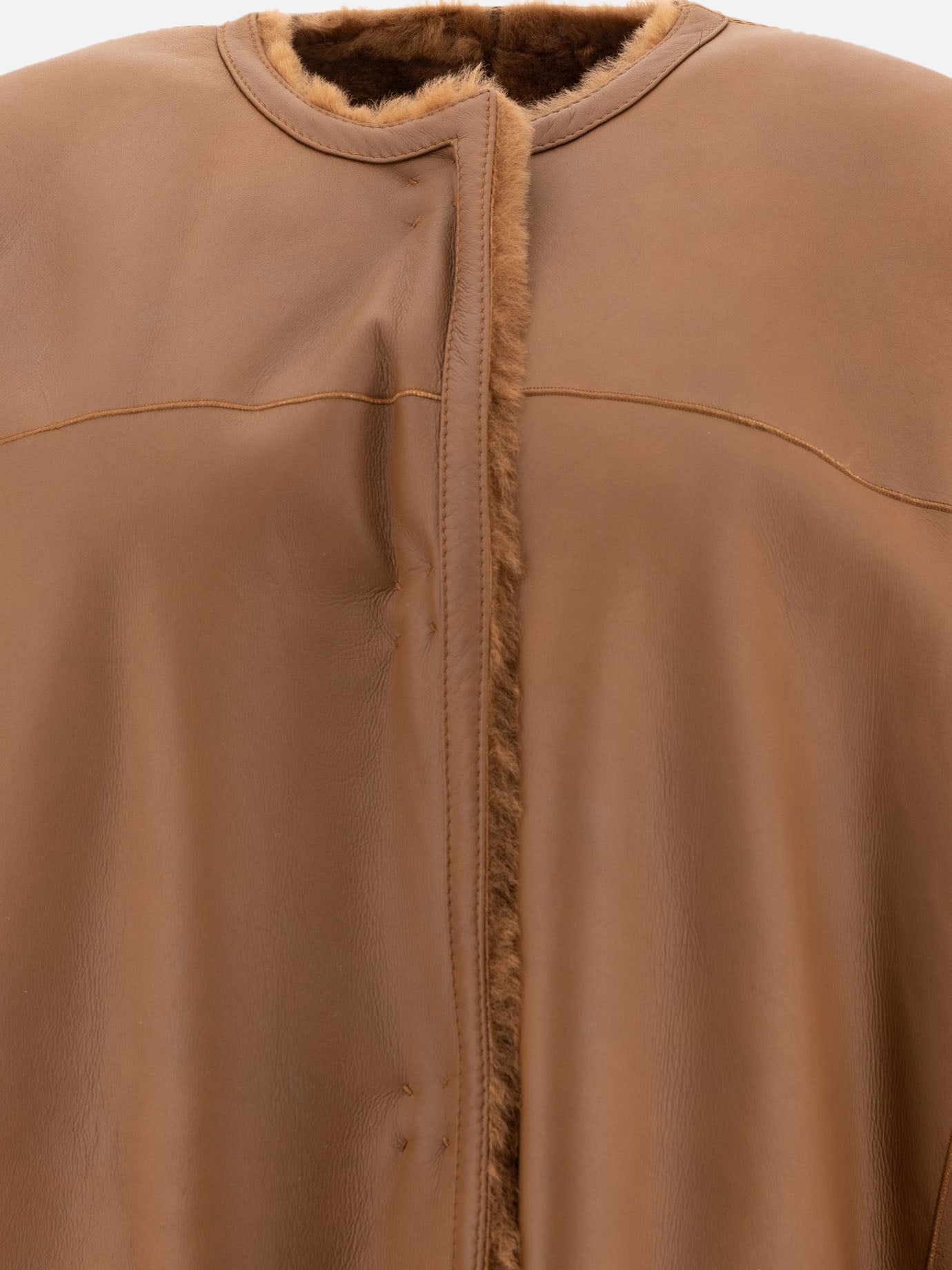 Max Mara Atelier Lacon shearling reversible coat Brown