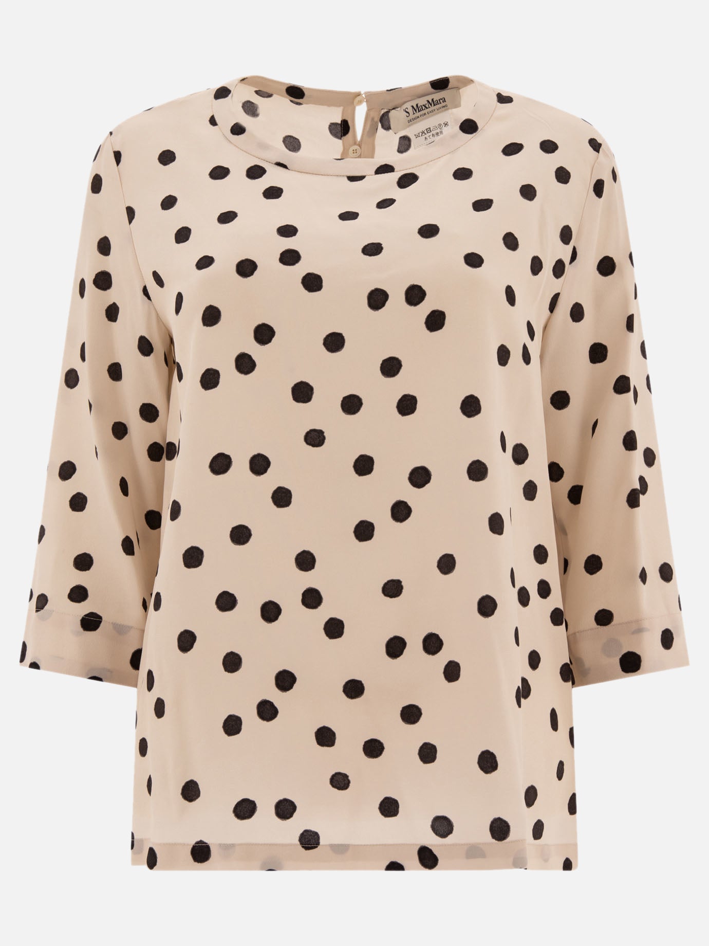 Max Mara S "Arturo" printed crêpe de chine blouse Beige