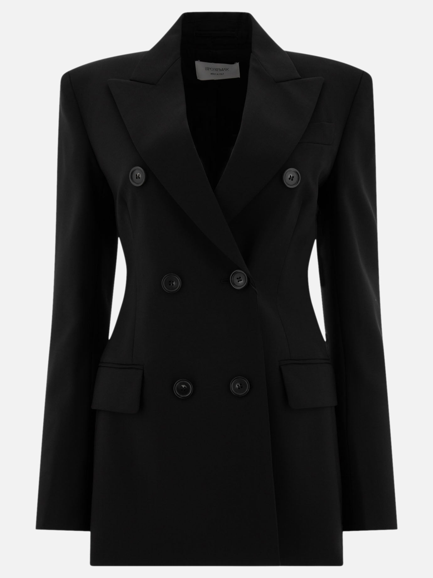 Max Mara Sportmax "Adamo" wool stretch double-breasted blazer Black