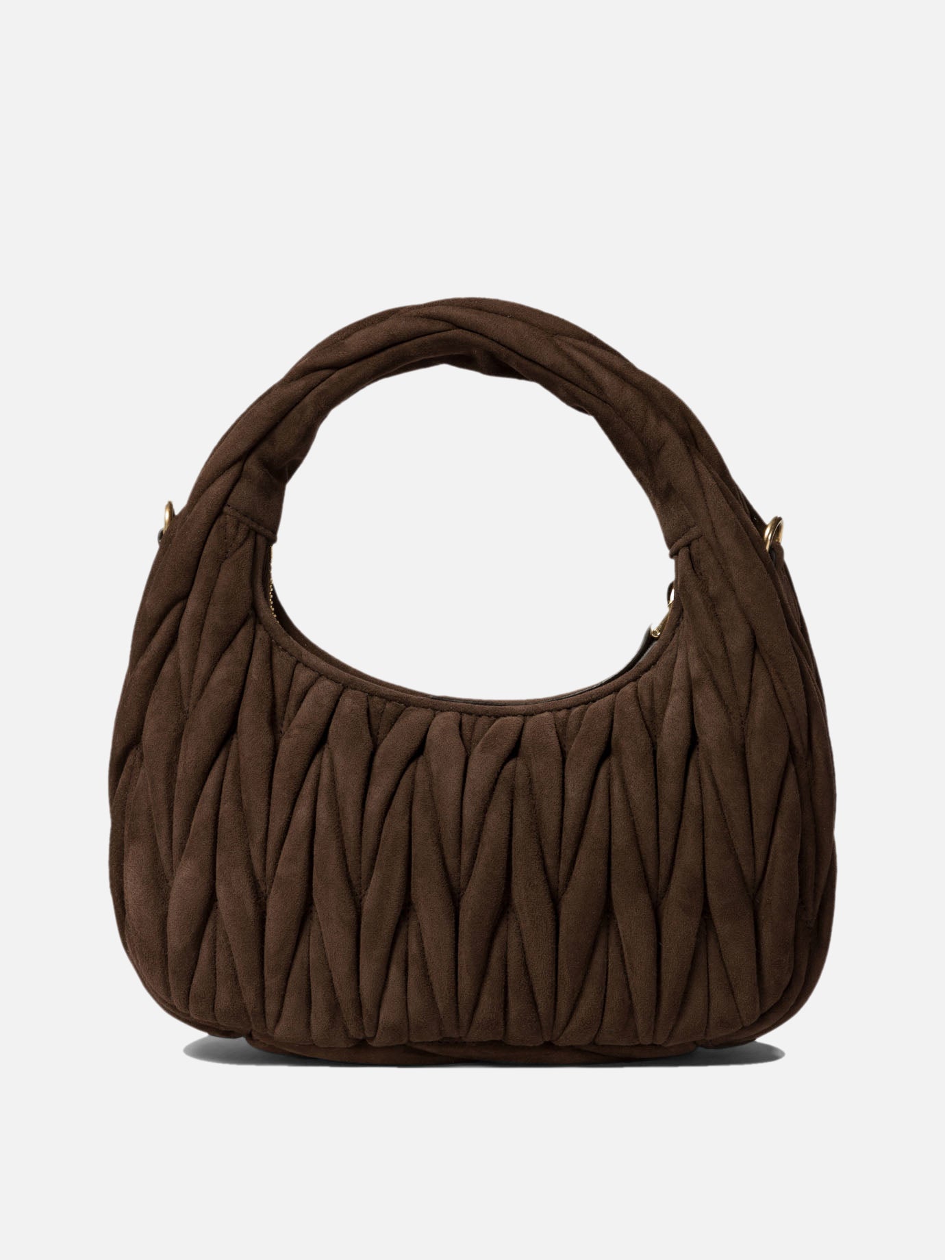 Miu Miu Wander matelassé suede hobo bag Brown