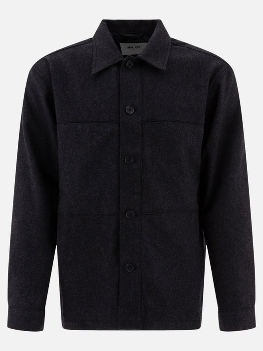 NN.07 "Isak" wool blend overshirt Blue