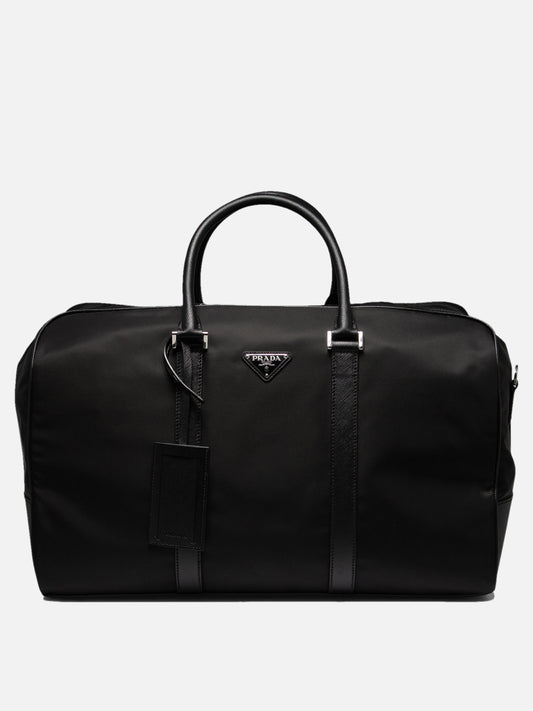 Re-Nylon and Saffiano leather duffel bag