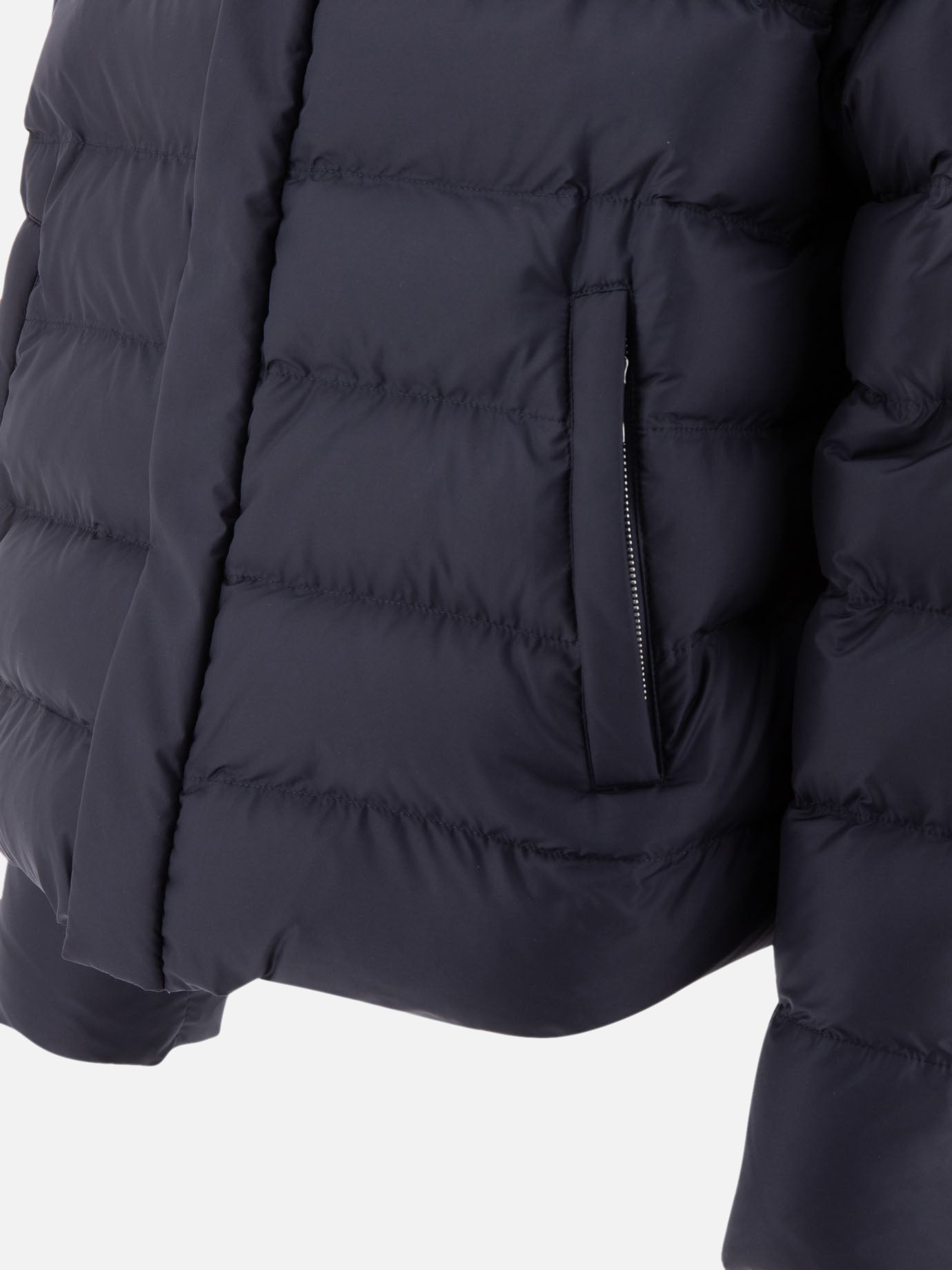 Prada Down jacket with triangle logo Blue