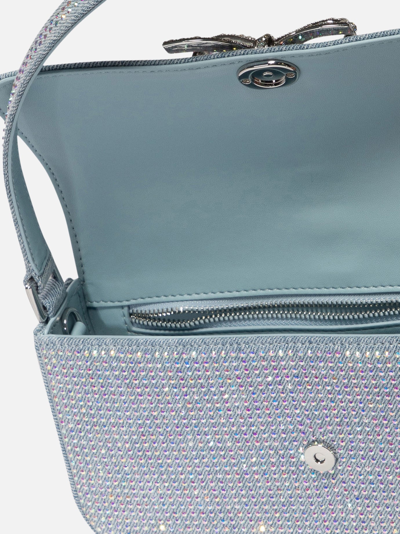 Rhinestone denim shoulder bag