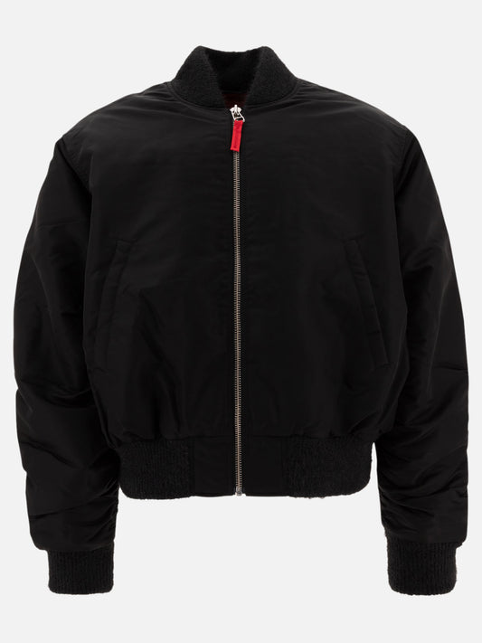 Nylon bomber jacket with logo