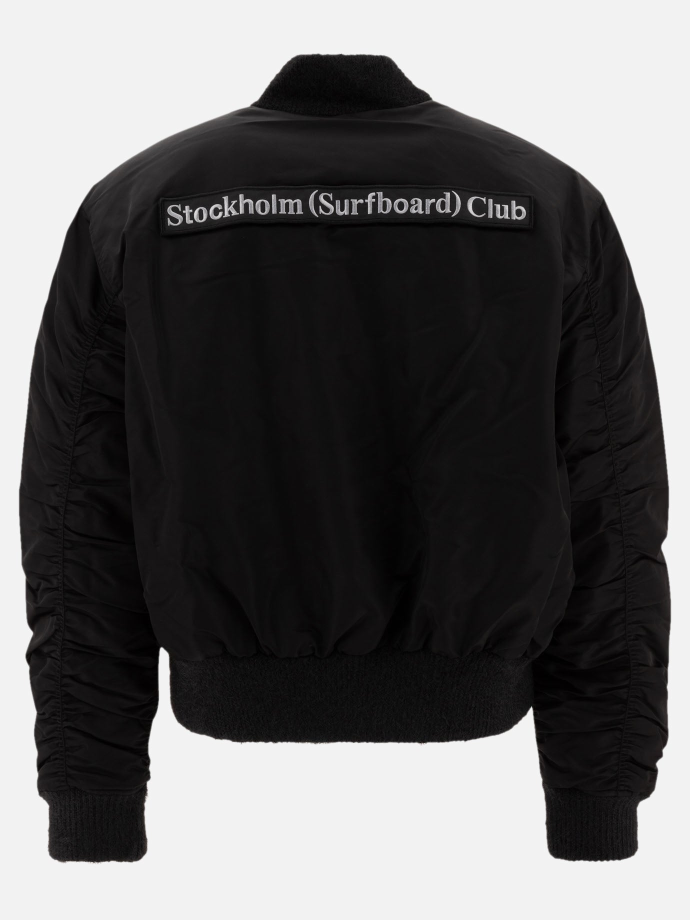 Stockholm Surfboard Club Nylon bomber jacket with logo Black