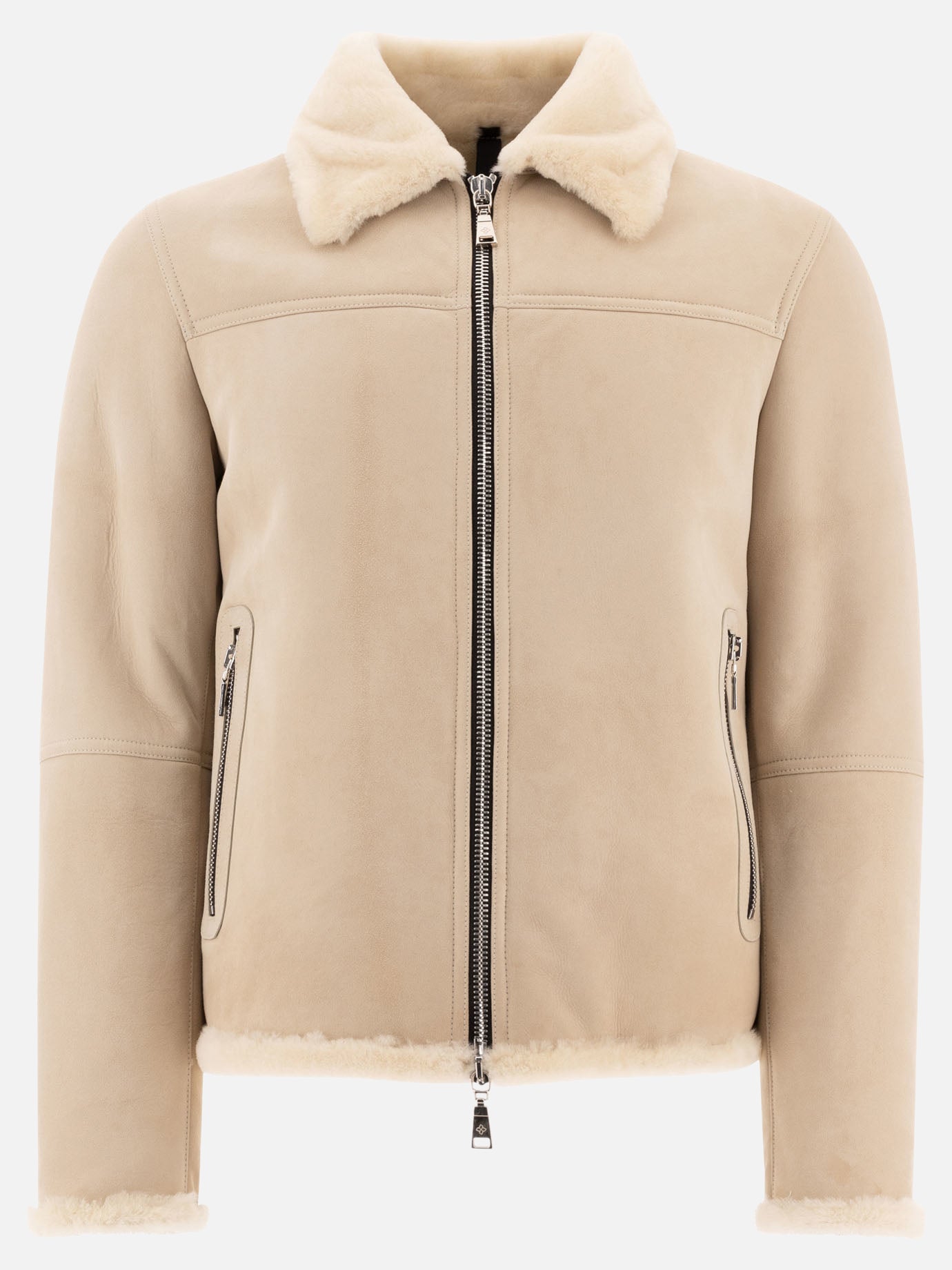 Shearling jackets Solid colour  Beige - Tagliatore Men | PDP | VIETTI Online Store | thumbnail