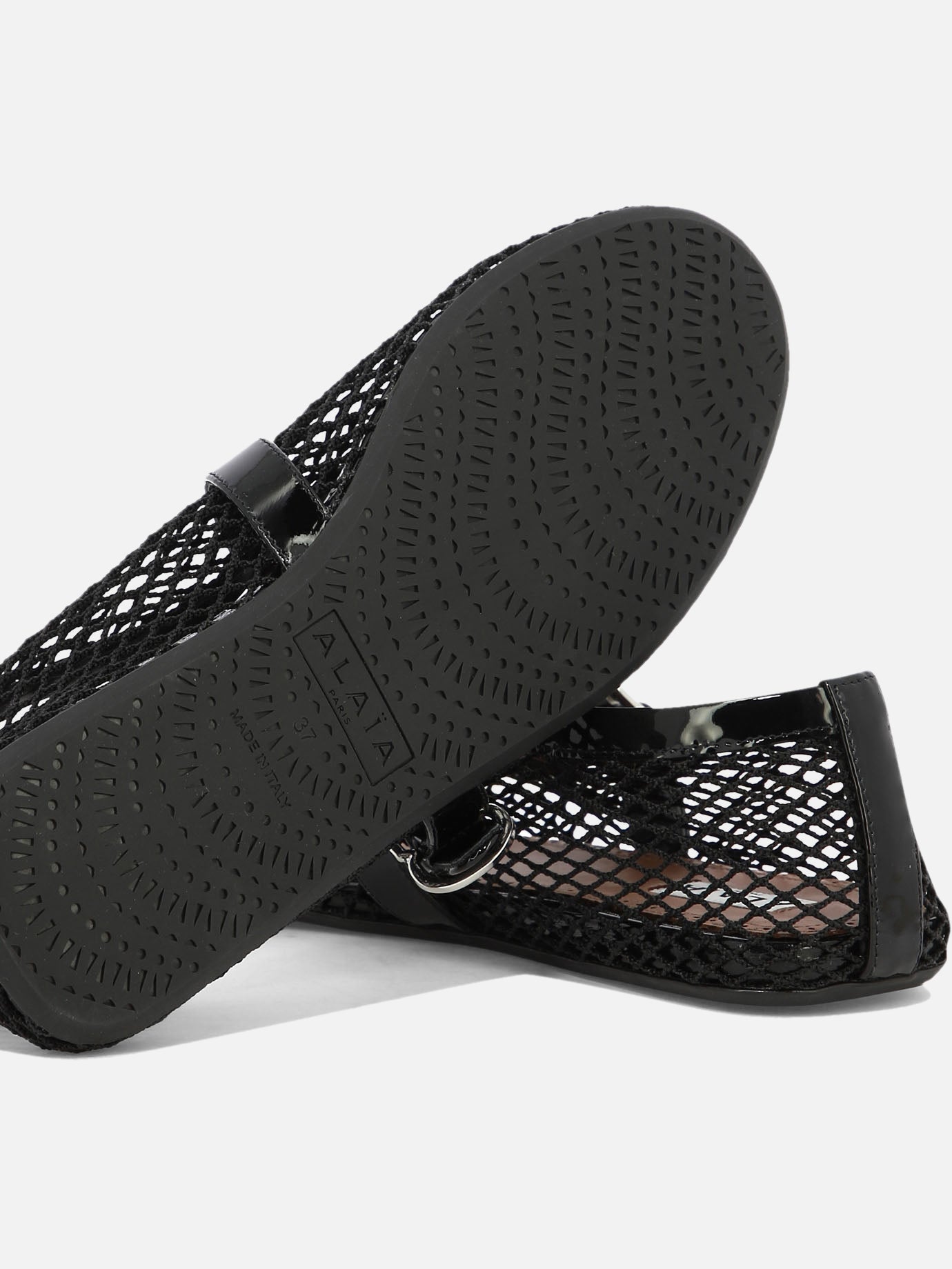 Mary Jane ballet flats 90% polyamide 10% calf leather - 100% rubber  Black - Alaïa Women | PDP | VIETTI Online Store | thumbnail_5