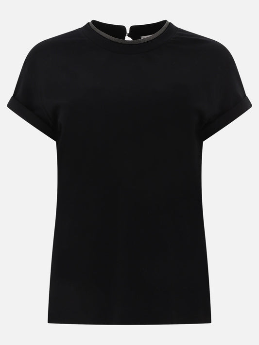 Crewneck t-shirts Solid colour  Black - Brunello Cucinelli Women | PDP | VIETTI Online Store 
