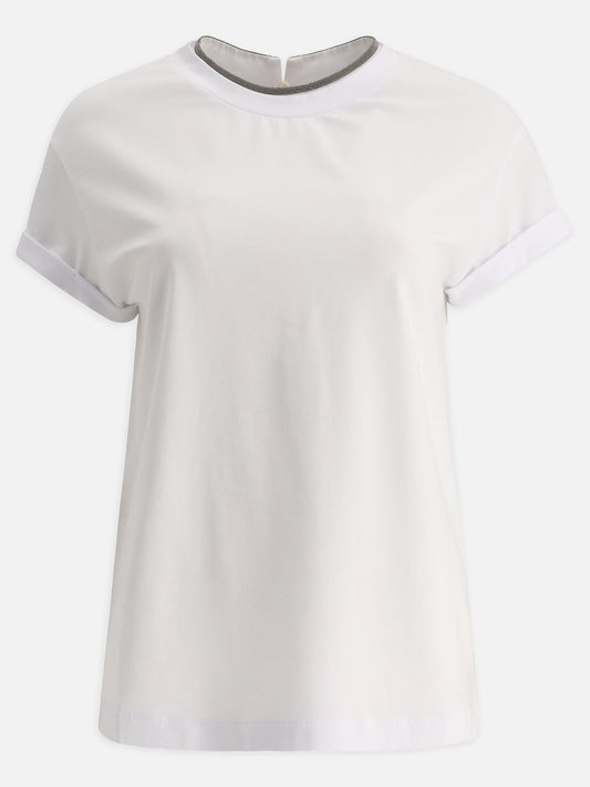 Crewneck t-shirts Solid colour  White - Brunello Cucinelli Women | PDP | VIETTI Online Store 
