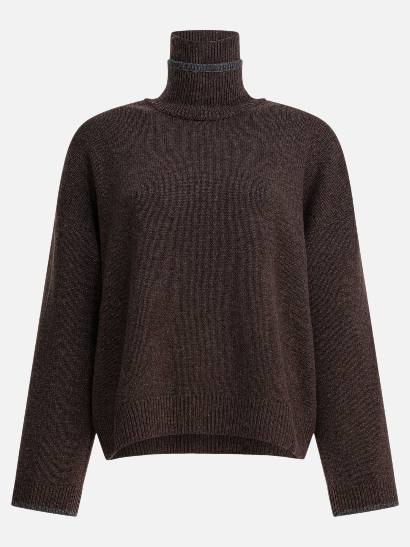Turtleneck sweaters Solid colour  Brown - Brunello Cucinelli Women | PDP | VIETTI Online Store | thumbnail
