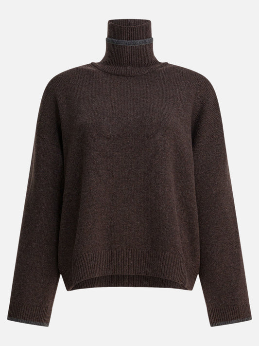 Turtleneck sweaters Solid colour  Brown - Brunello Cucinelli Women | PDP | VIETTI Online Store 
