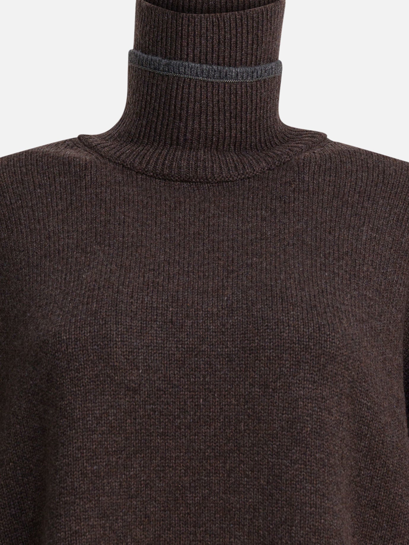Turtleneck sweaters Solid colour  Brown - Brunello Cucinelli Women | PDP | VIETTI Online Store | thumbnail_3