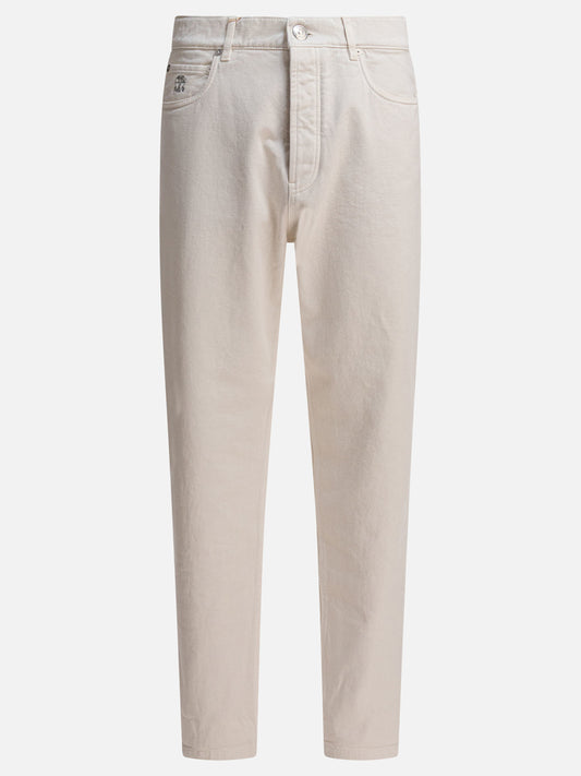 Straight-leg jeans Tinta unita  White - Brunello Cucinelli Men | PLP | VIETTI Online Store 

